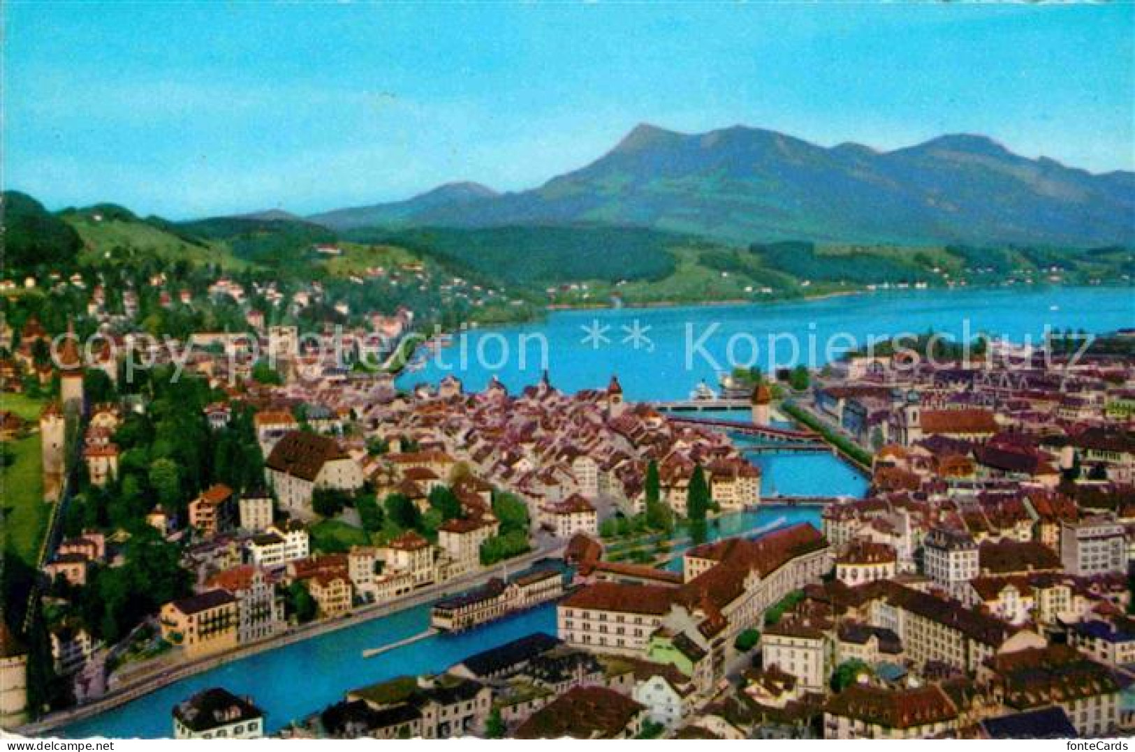 12766944 Luzern LU Fliegeraufnahme Mit Ringmauer Und Rigi Luzern - Altri & Non Classificati