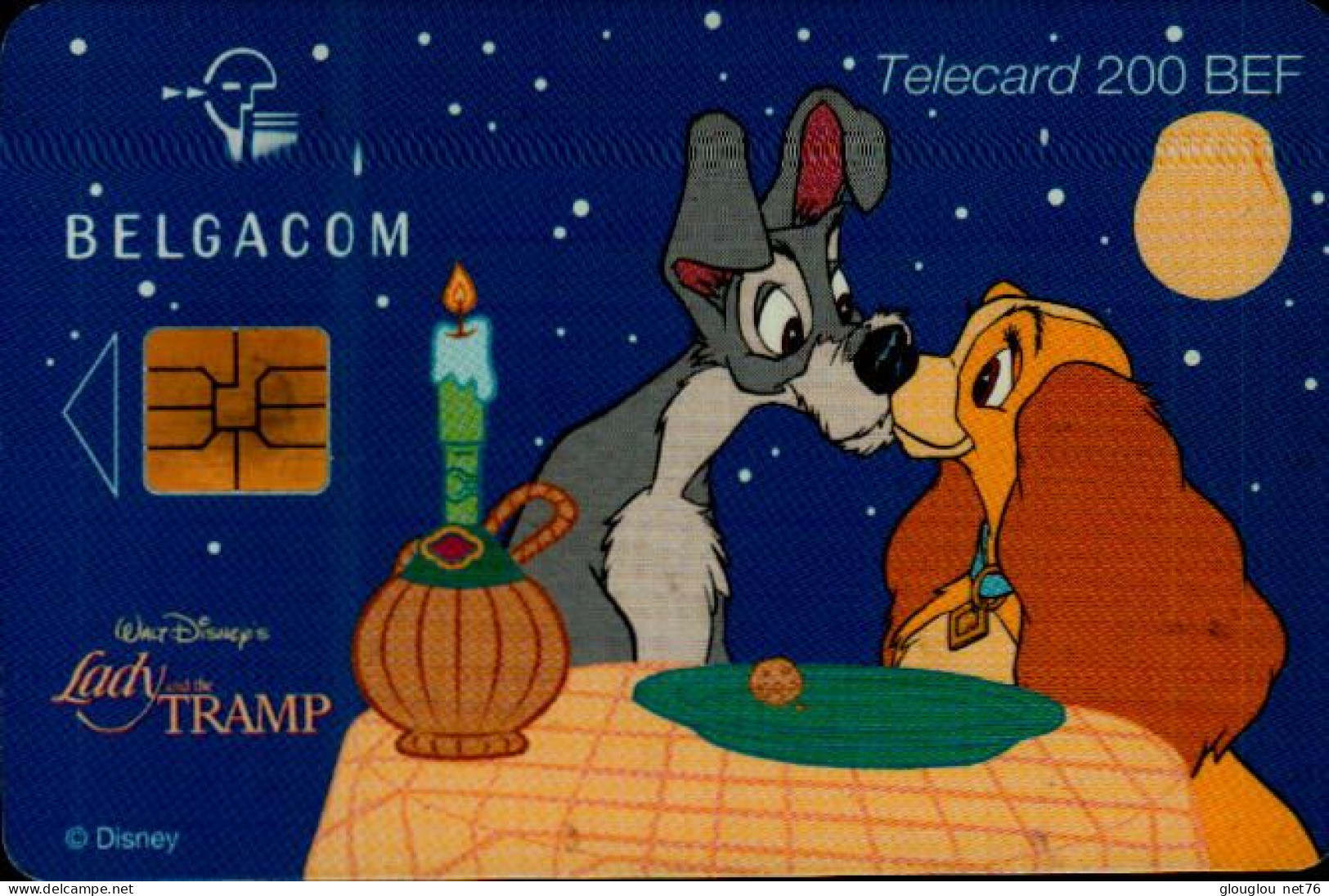 TELECARTE  BELGACOM..200 BEF...LA BELLE ET LE CLOCHARD - Avec Puce