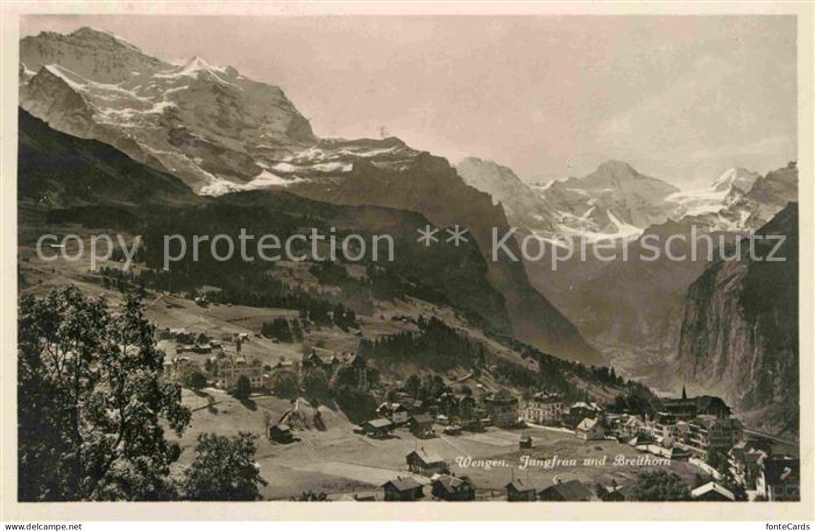 12766430 Wengen BE Mit Jungfrau Und Breithorn Wengen - Autres & Non Classés