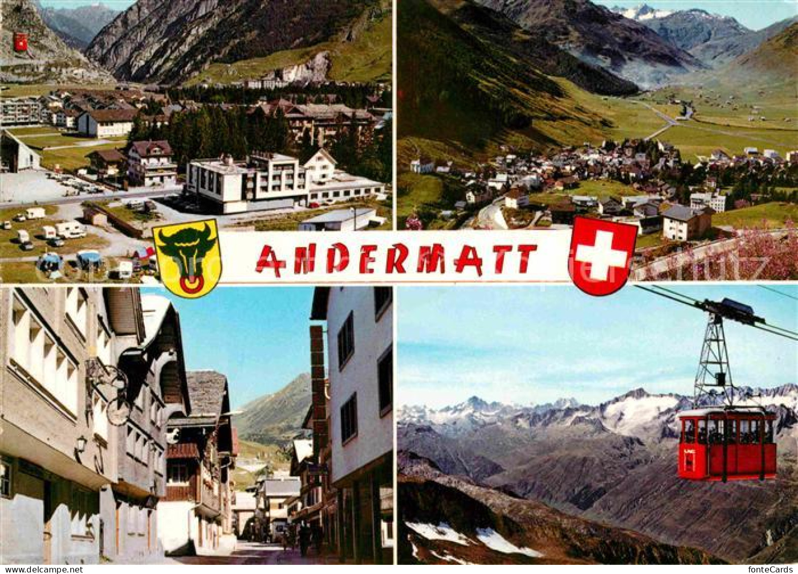 12764220 Andermatt Fliegeraufnahmen Seilbahn Ortspartie Andermatt - Altri & Non Classificati