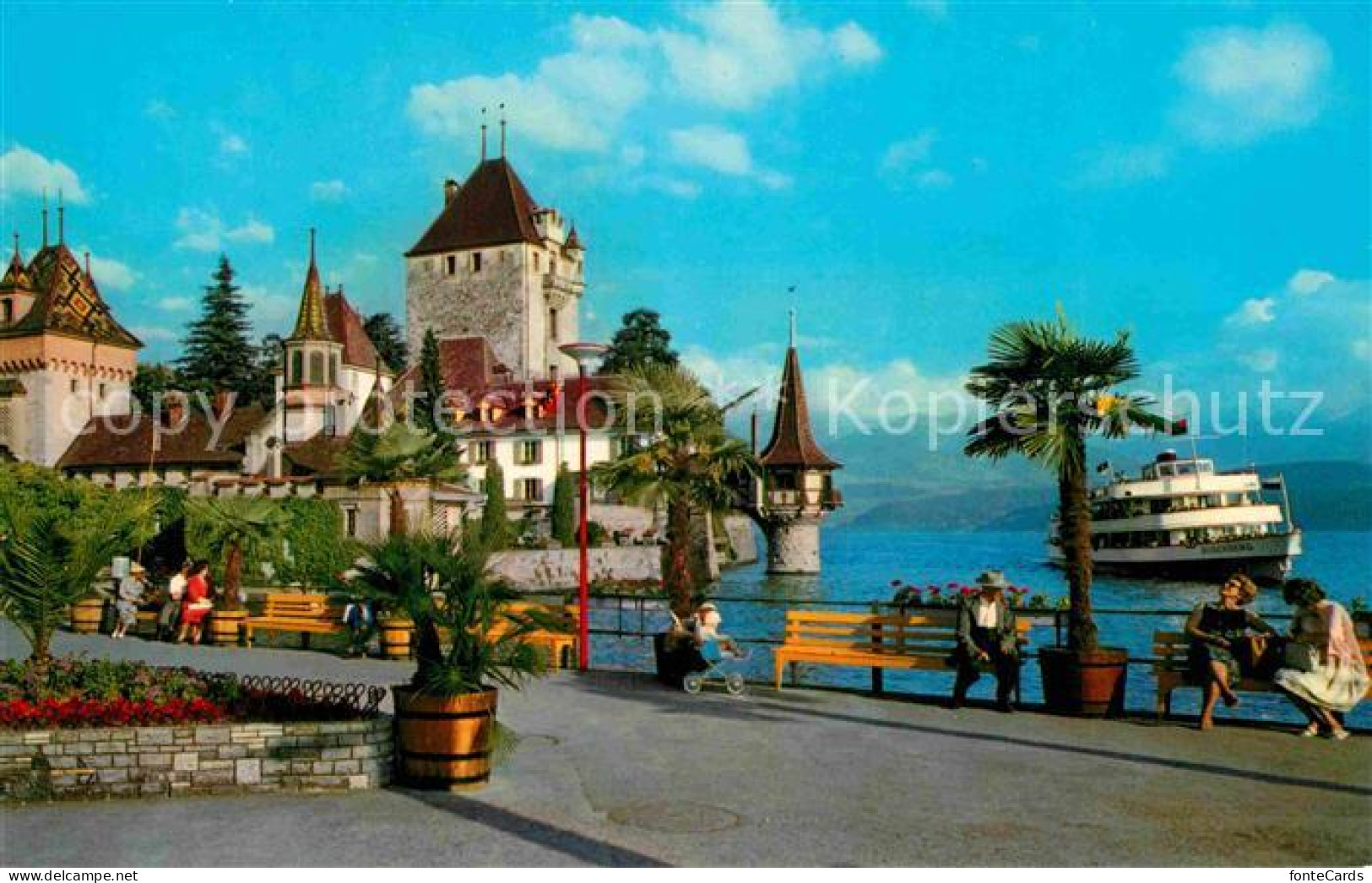 12764018 Oberhofen Thunersee Schloss Uferpromenade Dampfer Oberhofen Thunersee - Autres & Non Classés