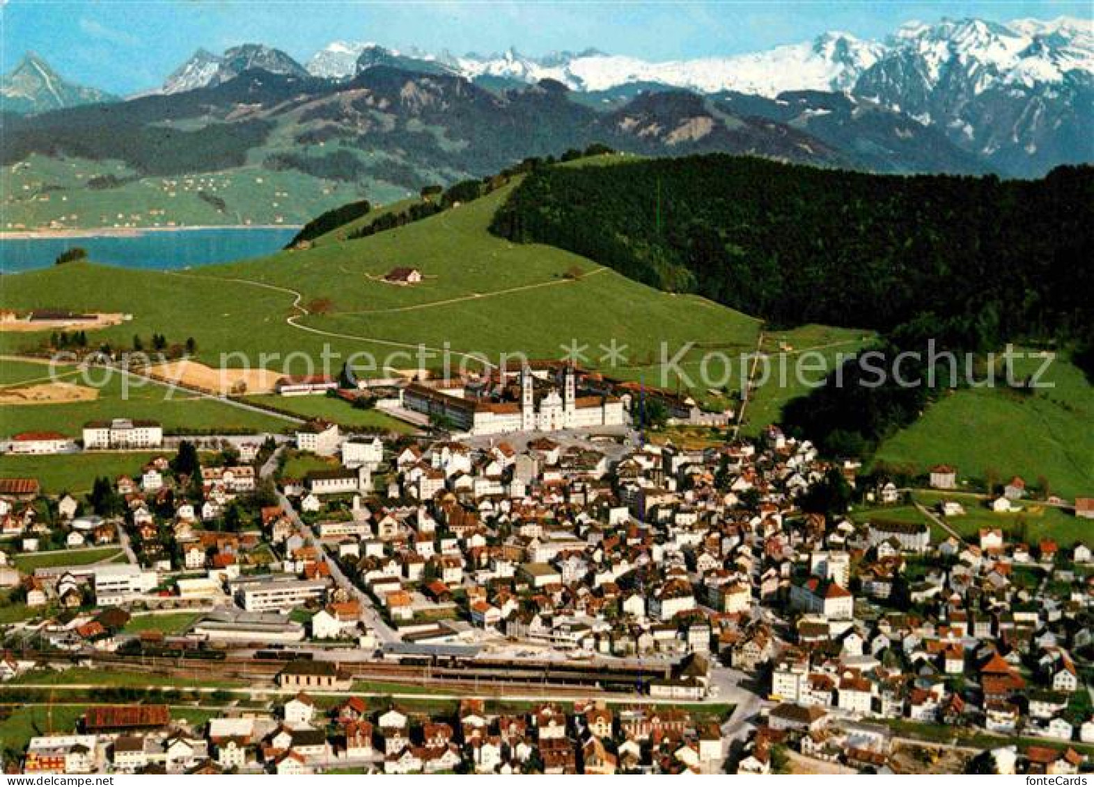 12755252 Einsiedeln SZ Kloster Sihlsee Und Glarner Alpen Fliegeraufnahme Einsied - Autres & Non Classés