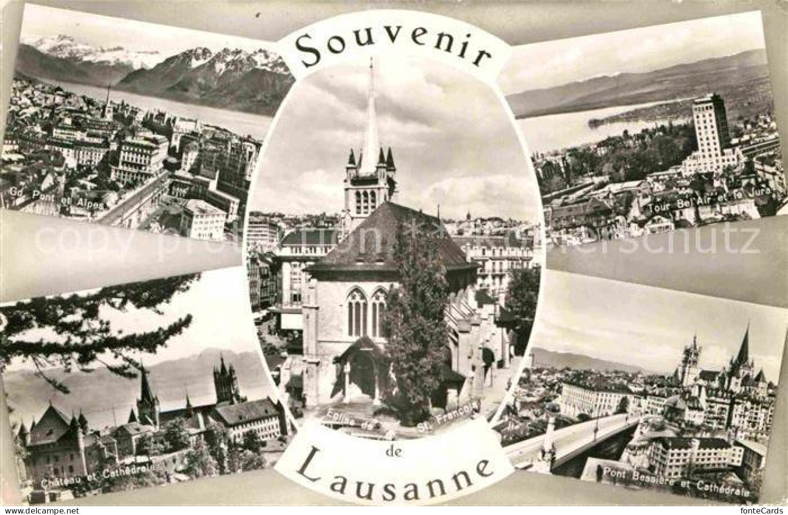 12754371 Lausanne VD Vues Generales Alpes Tour Bel Air Et Le Jura Chateau Cathed - Other & Unclassified