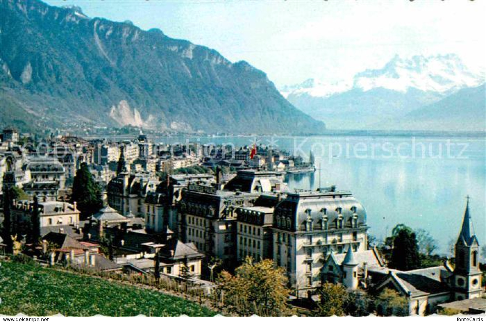 12754140 Montreux VD Fliegeraufnahme Avec Les Dents Du Midi Montreux - Other & Unclassified