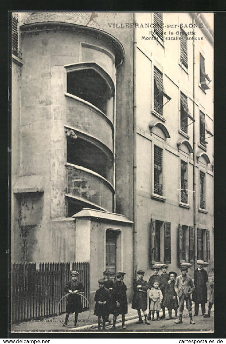 CPA Villefrance-sur-Saone, Rue De La Grenette - Montée D`escalier Antique  - Andere & Zonder Classificatie