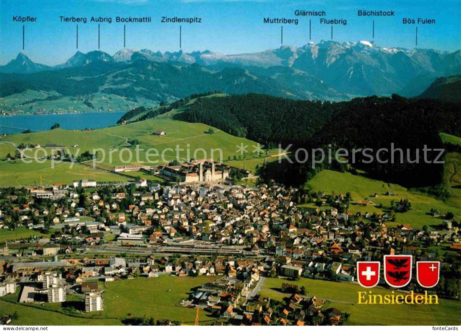 12752660 Einsiedeln SZ Fliegeraufnahme Mit Alpen Und Kloster Einsiedeln - Sonstige & Ohne Zuordnung