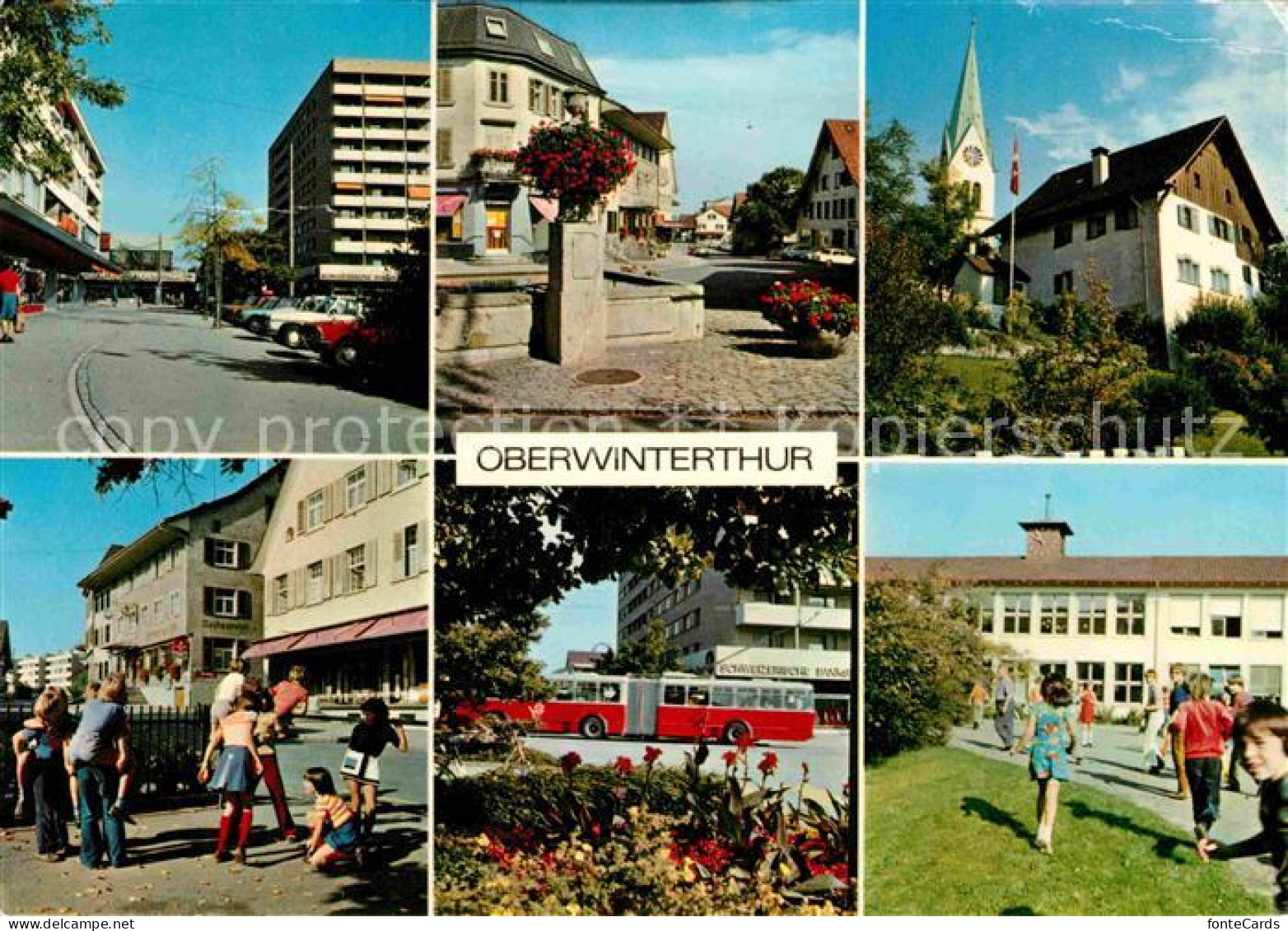 12743571 Oberwinterthur Strassenpartien Brunnen Kirche Schule Winterthur - Andere & Zonder Classificatie