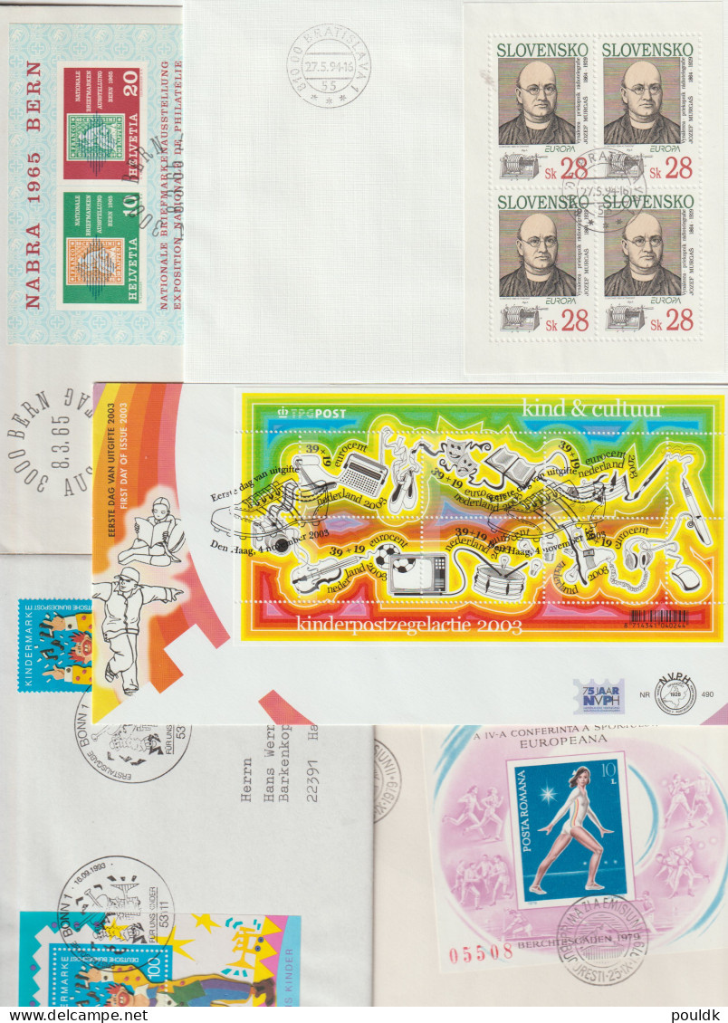 Ten Covers Franked With Souvenir Sheets. Postal Weight 0,099 Kg. Please Read Sales Conditions Under Image Of - Sammlungen (ohne Album)