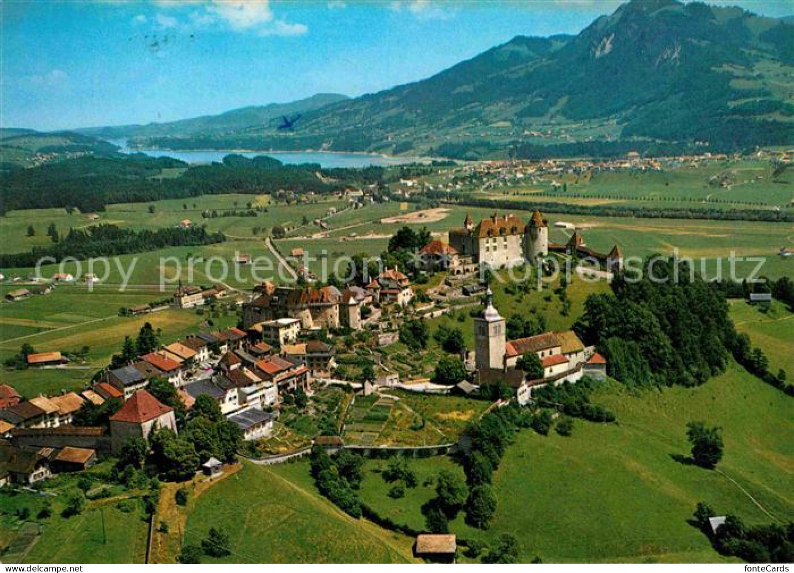 12736200 Gruyeres FR Broc Et Lac De La Gruyere Vue Aérienne Gruyeres - Sonstige & Ohne Zuordnung