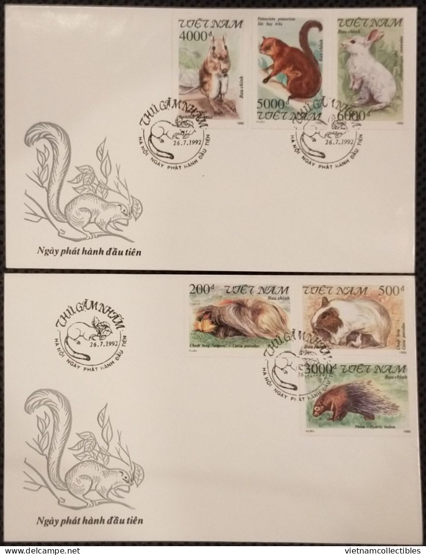 FDC Vietnam Viet Nam With Imperf Stamps 1992 : Rodent / Animal / Fauna (Ms649) - Viêt-Nam