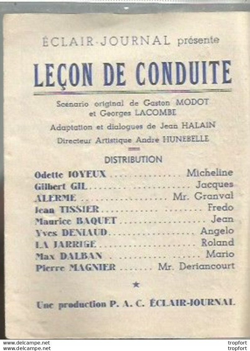 Bb // Vintage // Old French Movie Program / Programme Cinéma Leçon De Conduite // Odette JOYEUX - Programme