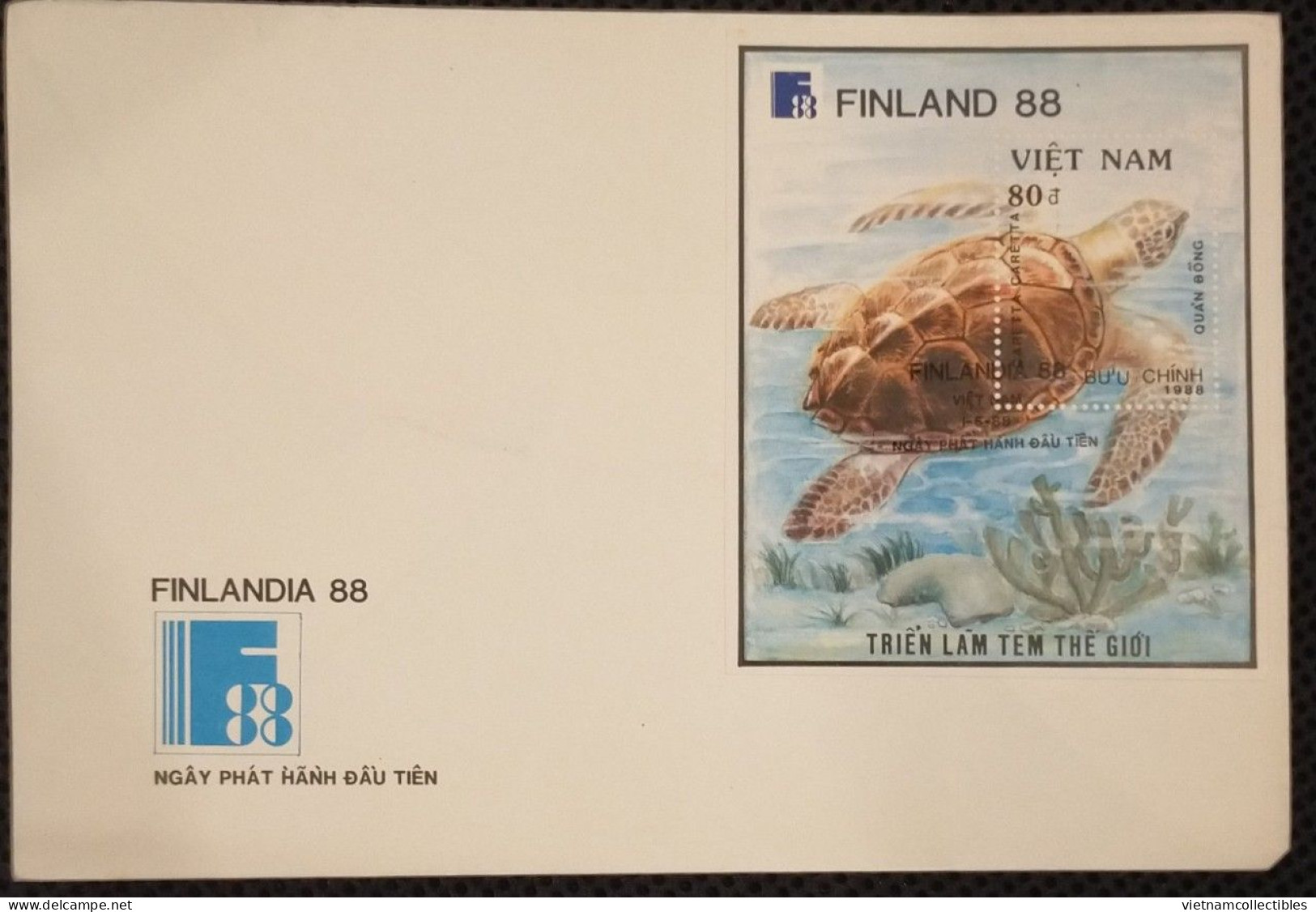 FDC Vietnam Viet Nam With Perf Souvenir Sheet 1989 : World Philatelic Exhibition / Turtle (Ms567B) - Vietnam