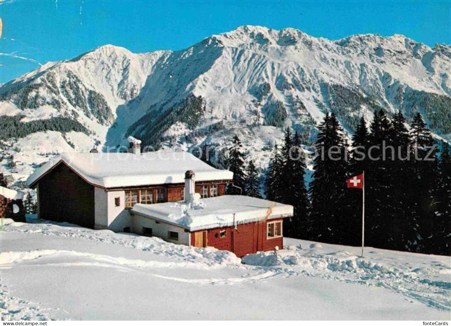 12727072 Laret Davos Ferienkolonieheim Riedhuus Winterpanorama Alpen Laret Davos - Sonstige & Ohne Zuordnung