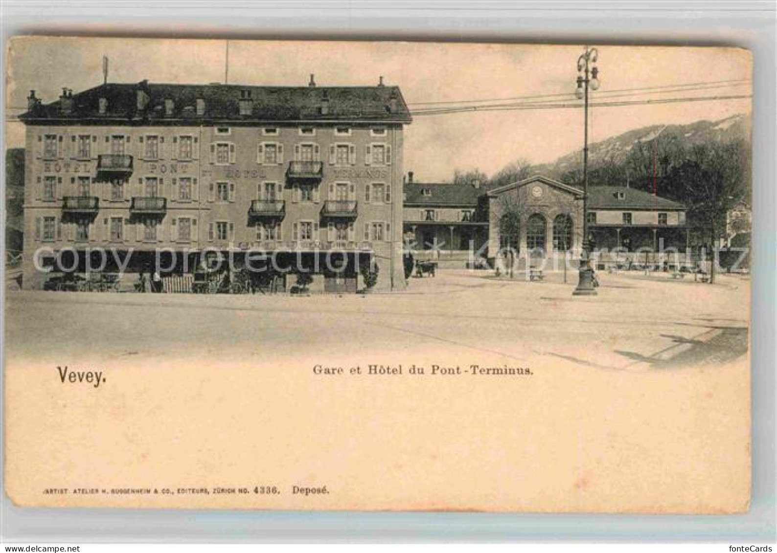 12726763 Vevey VD Gare Et Hotel Du Pont Terminus Vevey VD - Autres & Non Classés