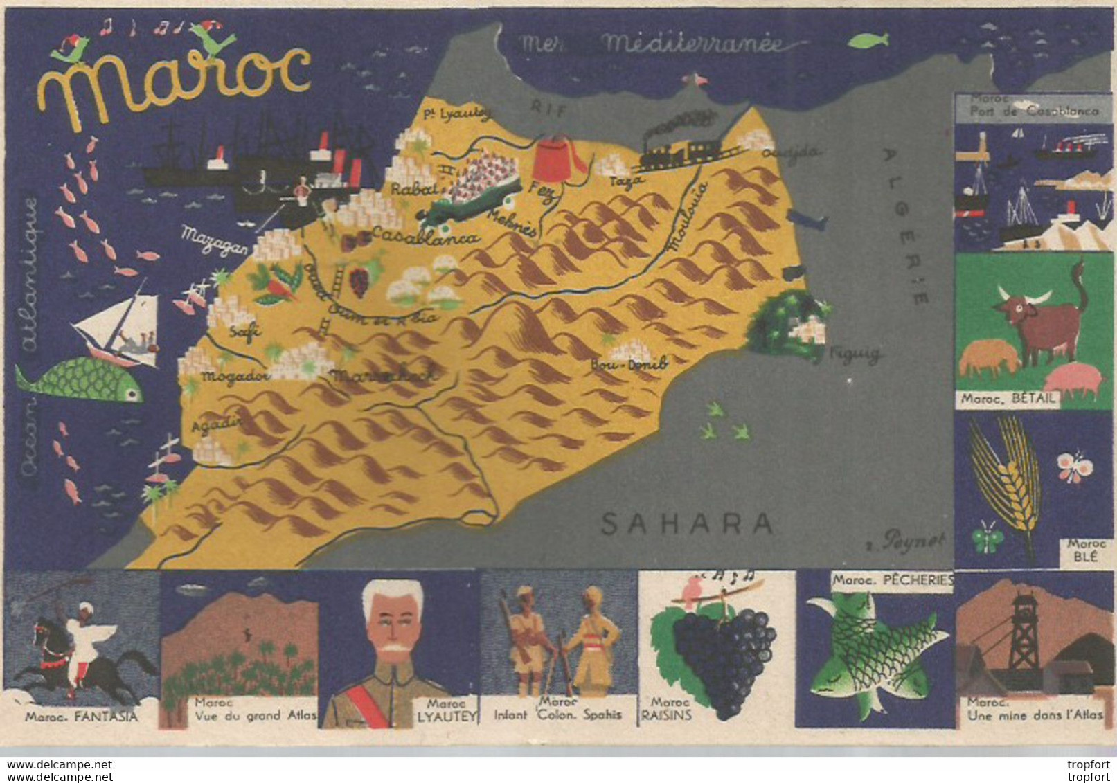 CA / BUVARD Ancien COLONIE Pays Géographie COVER PEYNET / MAROC Casablanca Blé SPAHIS LYAUTEY Maroc FANTASIA - Autres & Non Classés