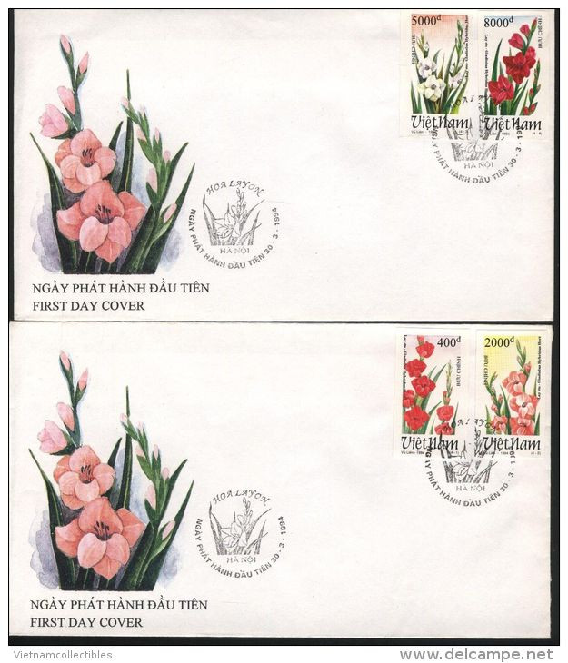 FDC Vietnam Viet Nam Covers 1994 With Imperf Stamps Of Gladioli / Flower (Ms680) - Viêt-Nam