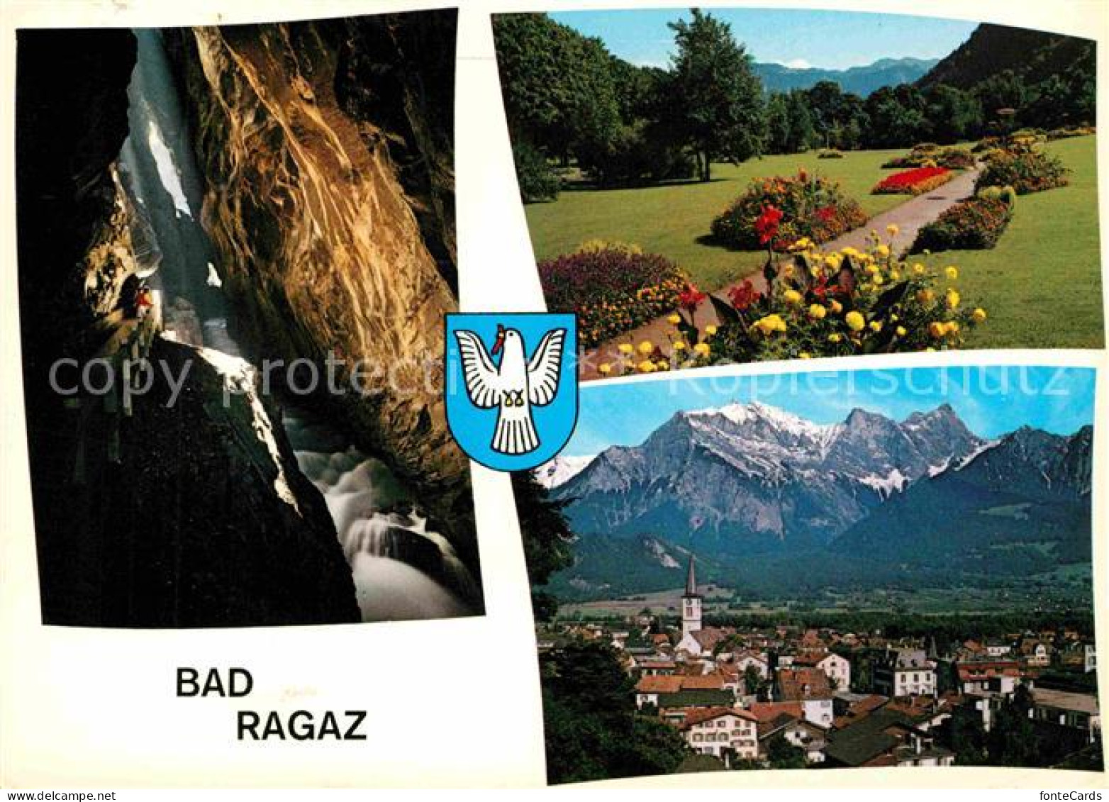 12719882 Bad Ragaz Gesamtansicht Mit Alpenpanorama Wasserfall Parkanlagen Bad Ra - Andere & Zonder Classificatie