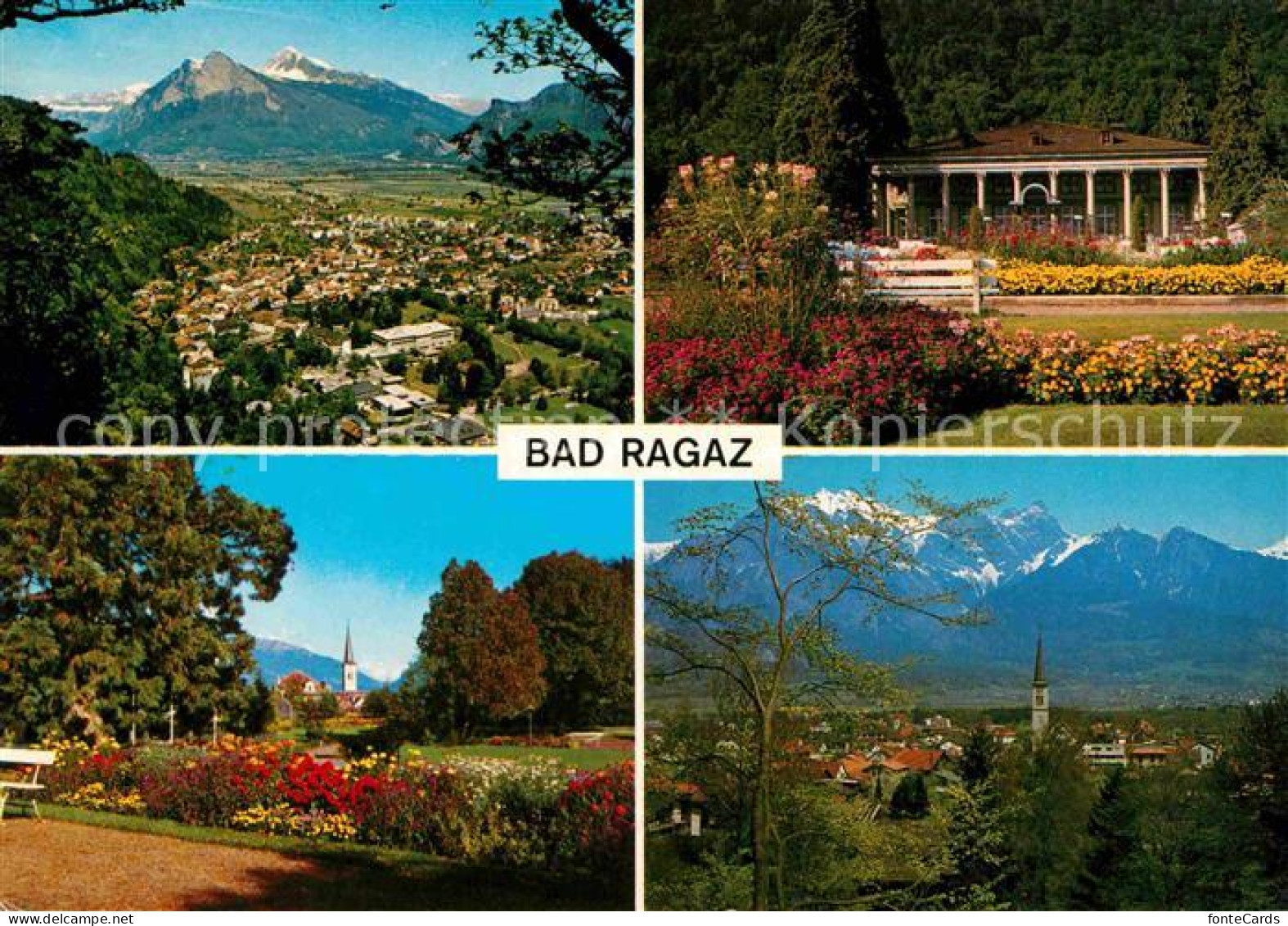 12719873 Bad Ragaz Panorama Mit Gonzen Und Alvier Kursaal Casino Parkanlagen Fal - Andere & Zonder Classificatie