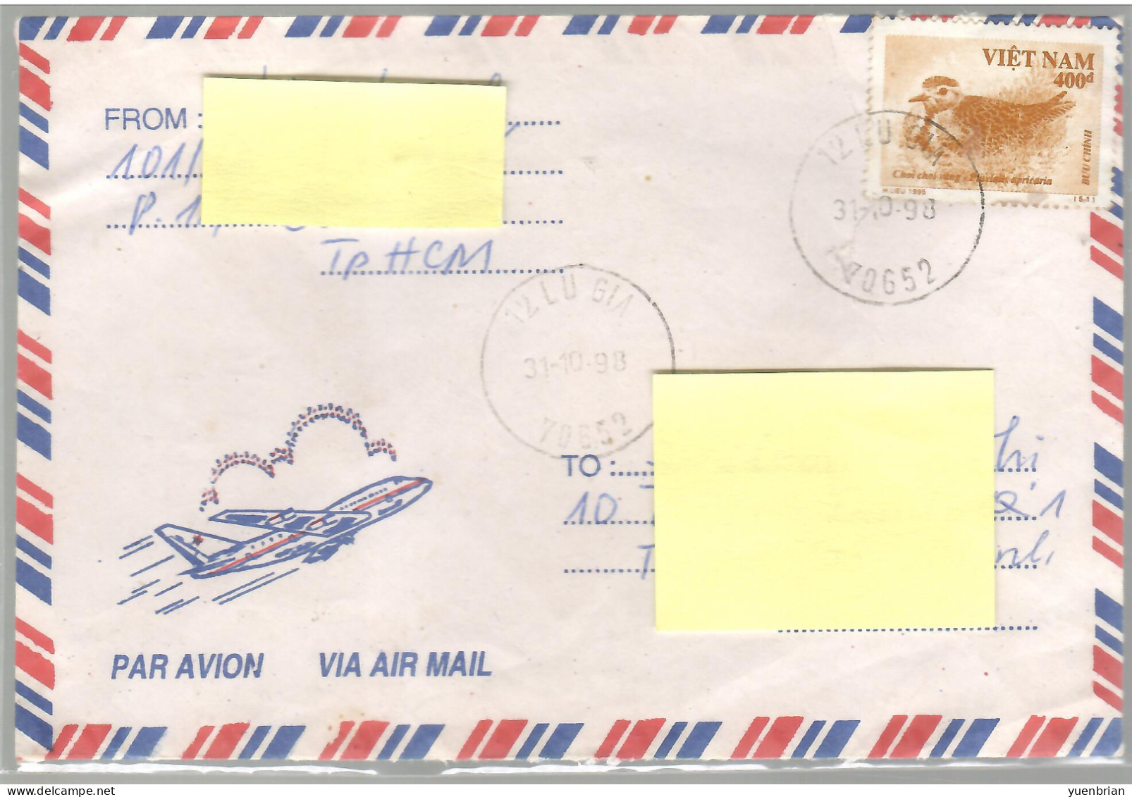 Vietnam 1998, Bird, Birds, Circulated Cover - Otros & Sin Clasificación