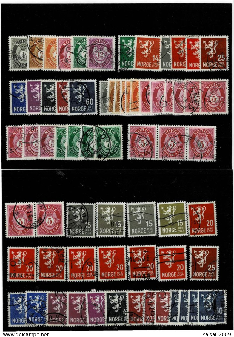 NORVEGIA ,"Corno Di Posta + Leone Rampante" ,66 Pezzi Usati Con Ripetizioni ,qualita Ottima - Used Stamps