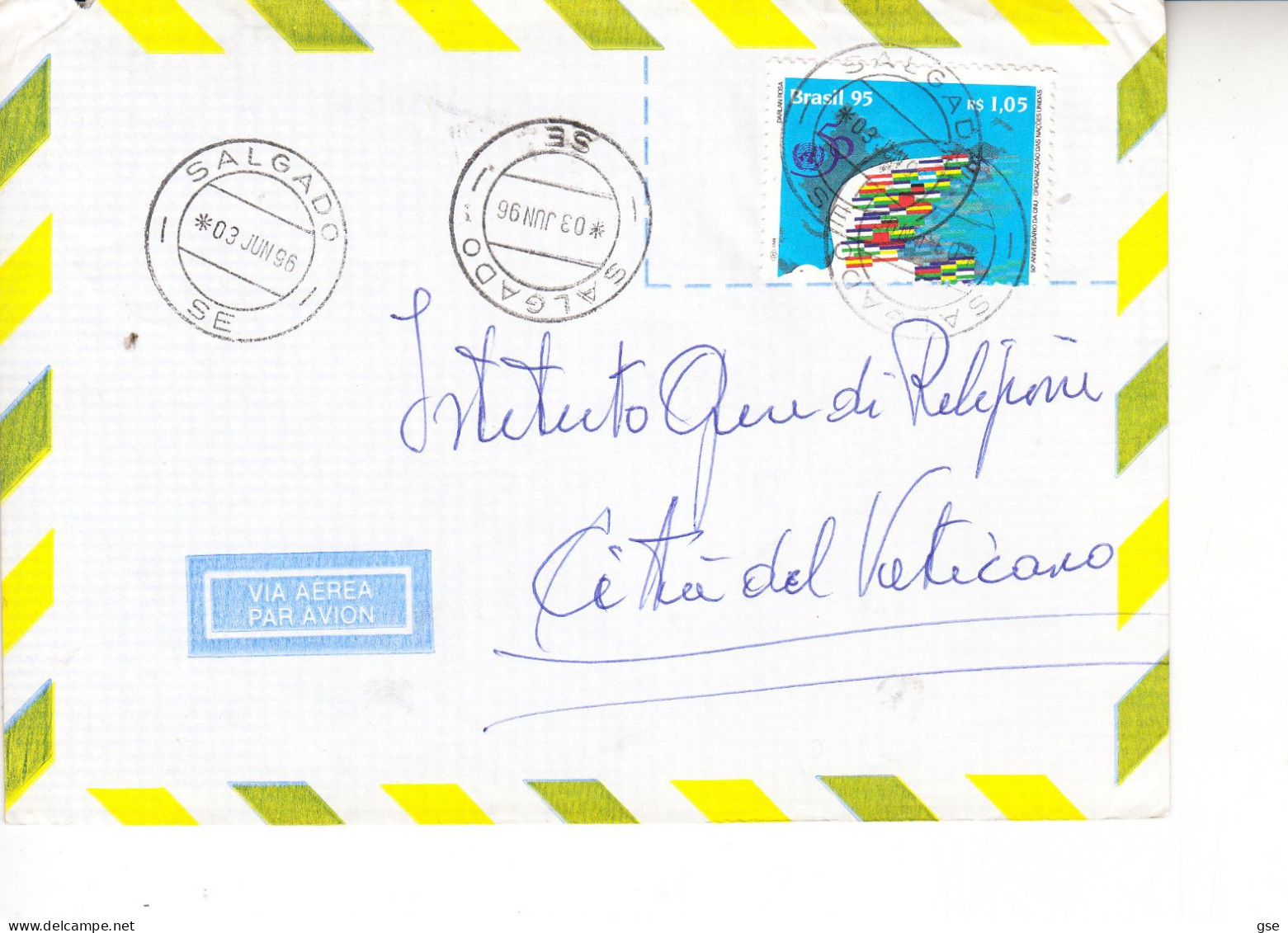BRASILE  1996 - 50° Nazoni Unit - Lettera Per Città Del Vaticano - Brieven En Documenten