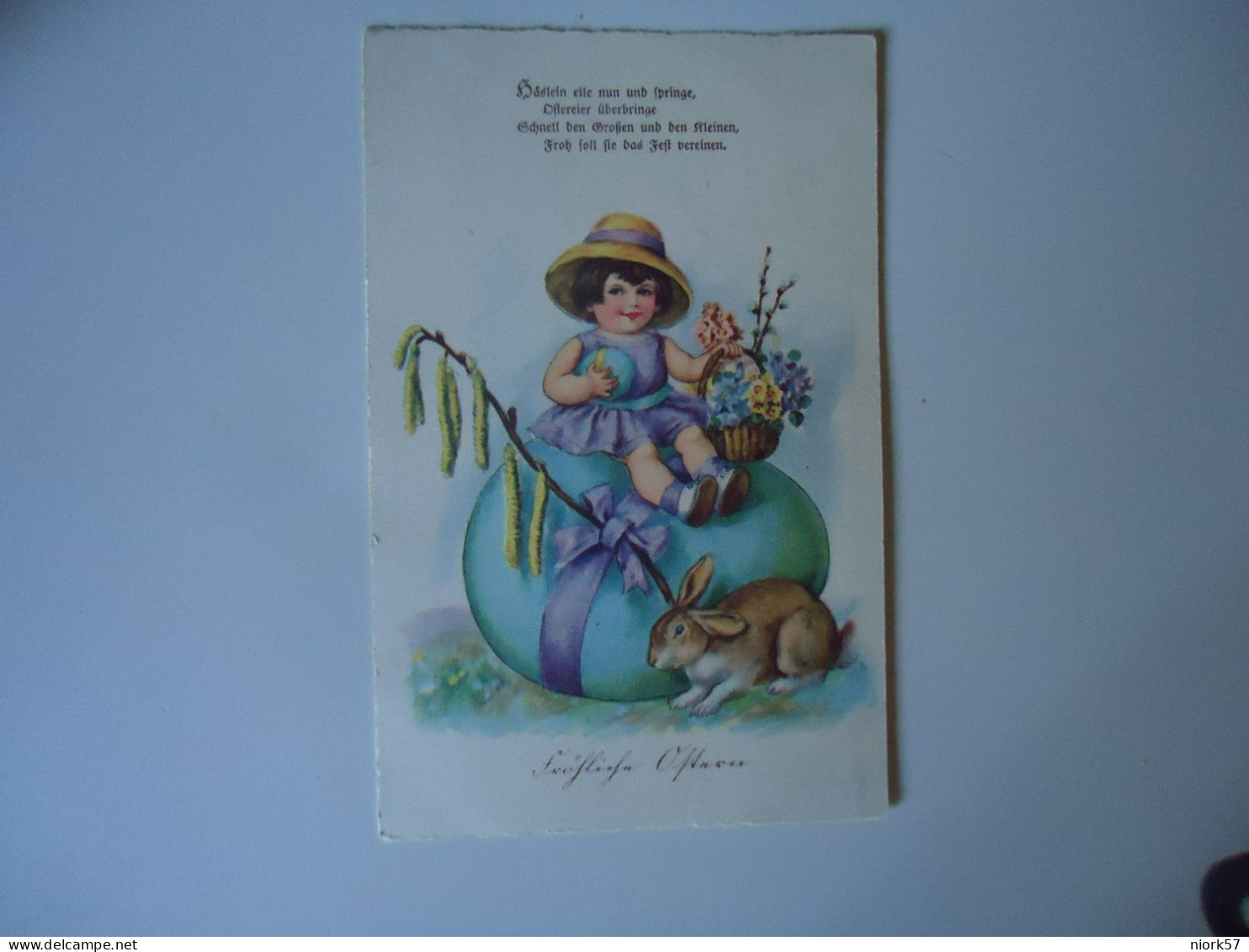 GERMANY  POSTCARDS   RABBIT ANS GIRL EASTER  FOR MORE PURCHASES 10% DISCOUNT - Autres & Non Classés