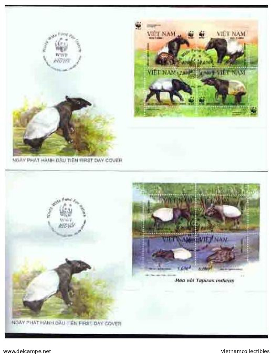 2 Local FDC WWF W.W.F. Vietnam Viet Nam Covers With Perf Sheetlets 1995 : Malayan Tapir / Fauna Ms706) - Viêt-Nam