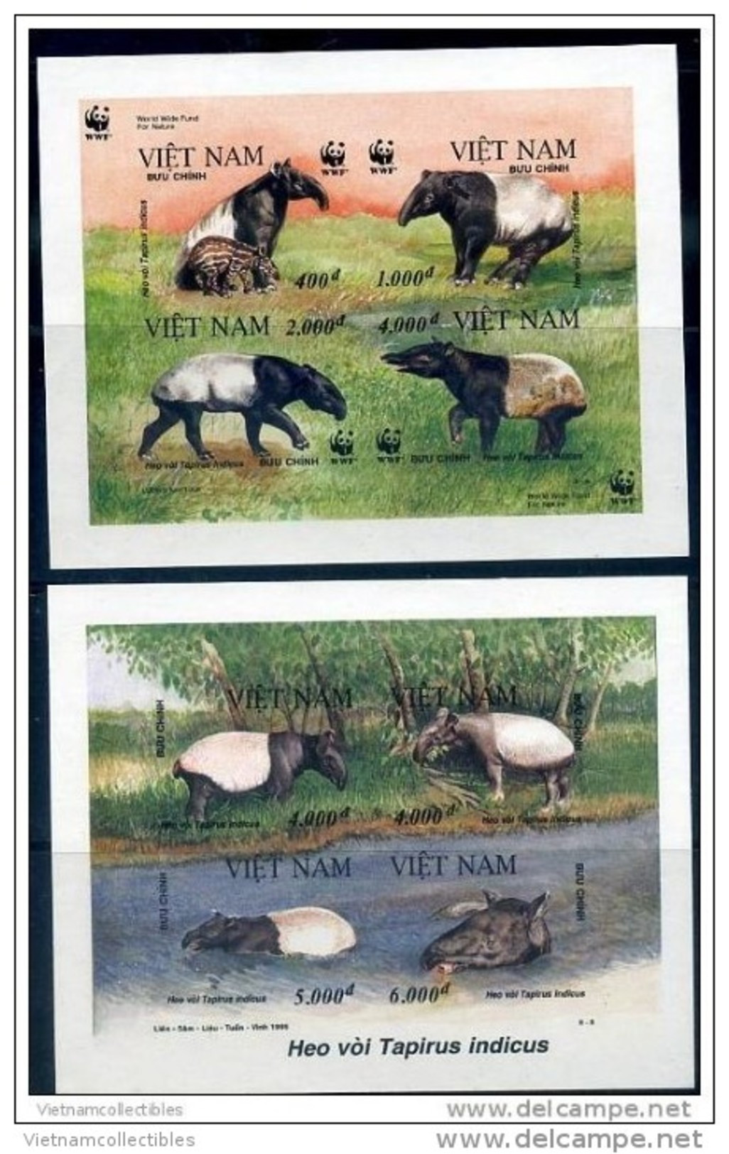 WWF W.W.F. Viet Nam Vietnam MNH Imperf Sheetlets 1995 : Malayan Tapir / Fauna (Ms706) - Unused Stamps