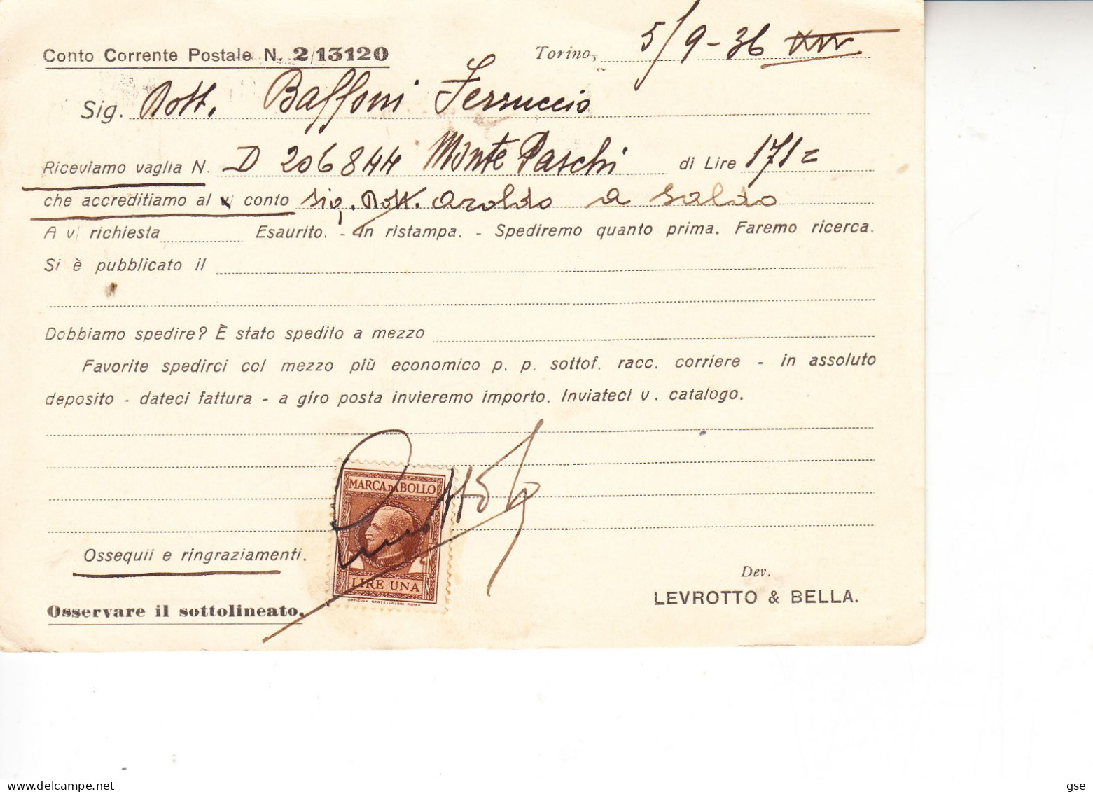 ITALIA  1936 - Cartoncino Privato Da Torino A Roma (dispense Universitarie) - Poststempel