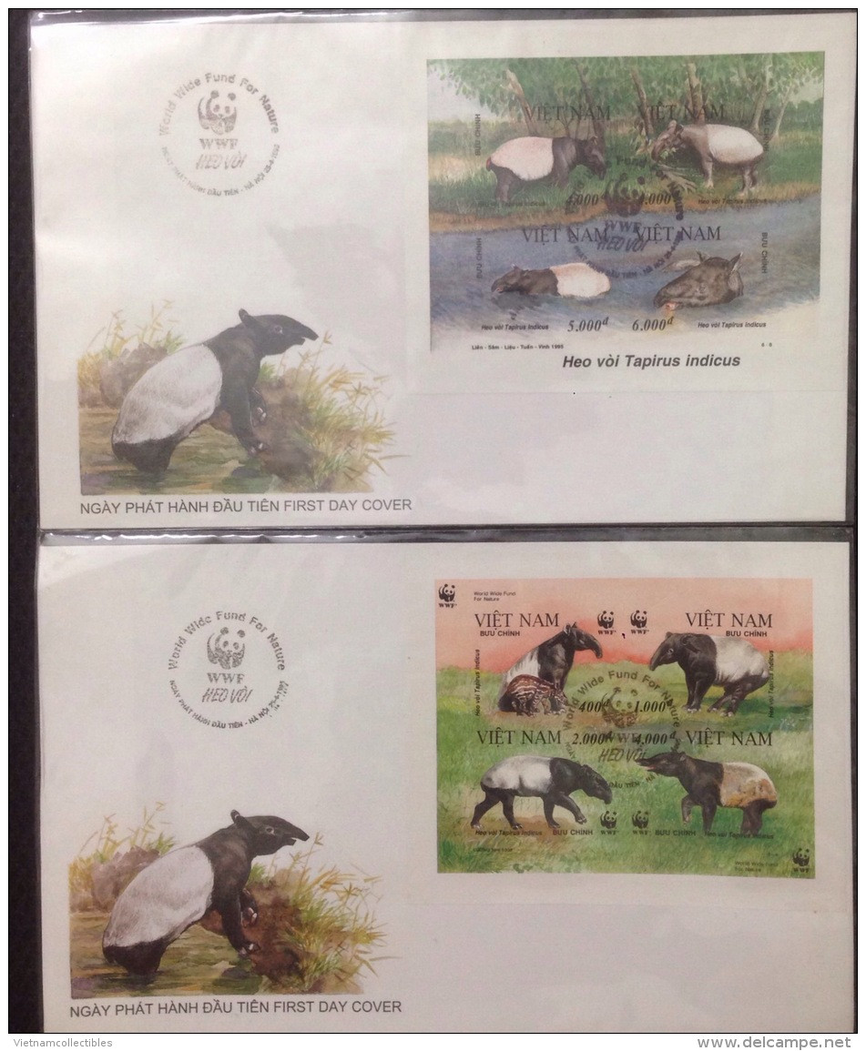 2 Local FDC WWF W.W.F. Vietnam Viet Nam Covers With Imperf Sheetlets 1995 : Malayan Tapir / Fauna (Ms706) - Vietnam