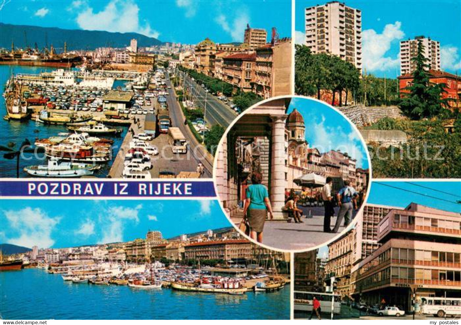 73782588 Rijeka Fiume Hafen Uferstrasse Hochhaeuser Partie Innenstadt Rijeka Fiu - Croatia