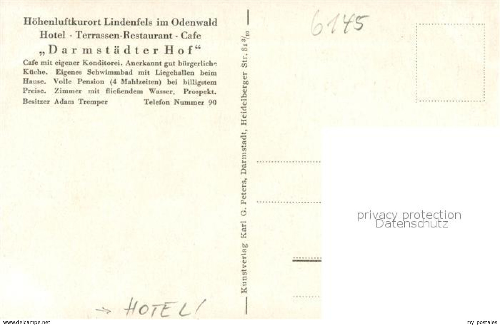 73782421 Lindenfels Odenwald Hotel-Restaurant Darmstaedter-Hof Schwimmbad-Ansich - Sonstige & Ohne Zuordnung