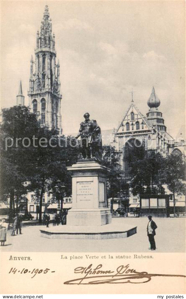 73782040 Anvers Antwerpen La Place Verte Et La Statue Rubens Anvers Antwerpen - Antwerpen