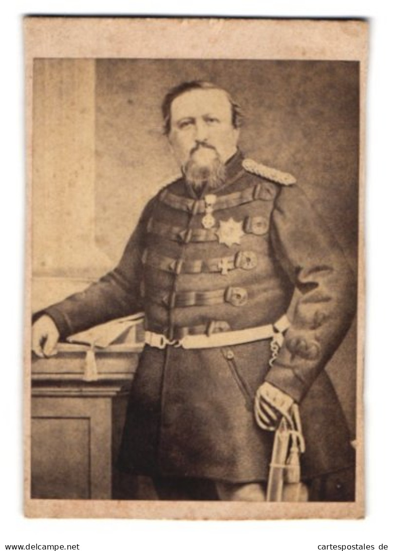 Fotografie Unbekannter Fotograf Und Ort, Portrait König Friedrich VII. Von Dänemark In Uniform Mit Orden  - Berühmtheiten