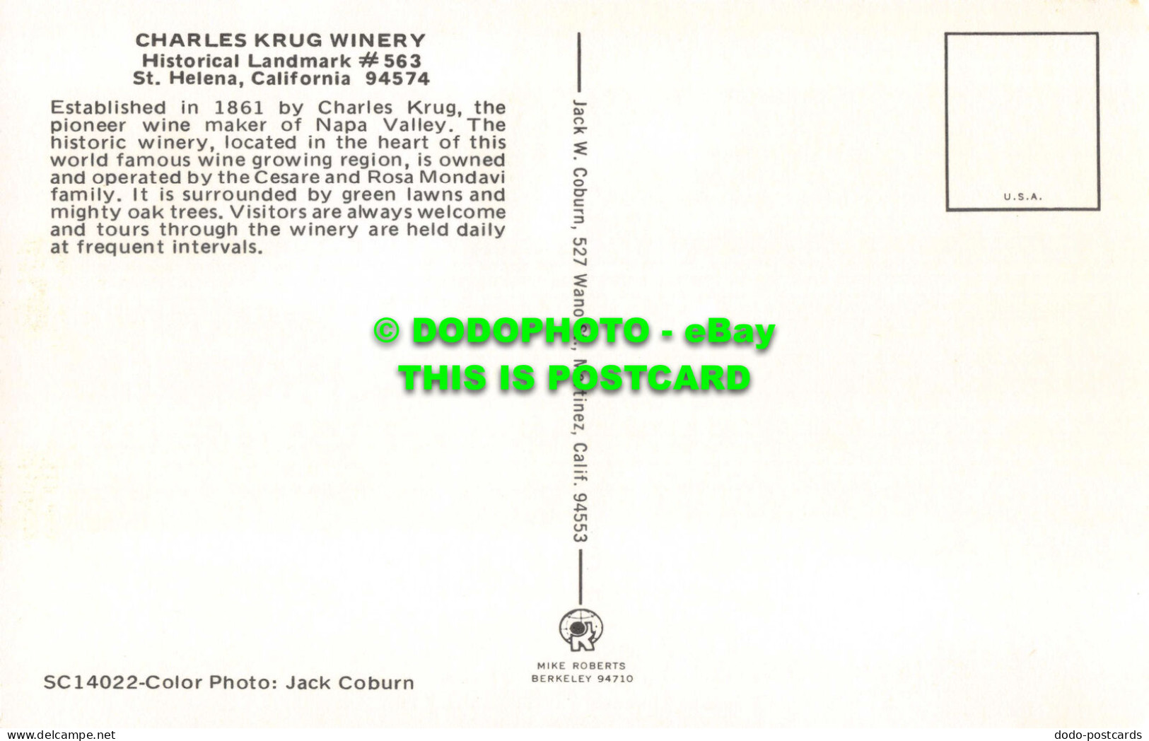 R535502 Charles Krug Winery. Jack W. Coburn. Mike Roberts. Jack Coburn - Wereld