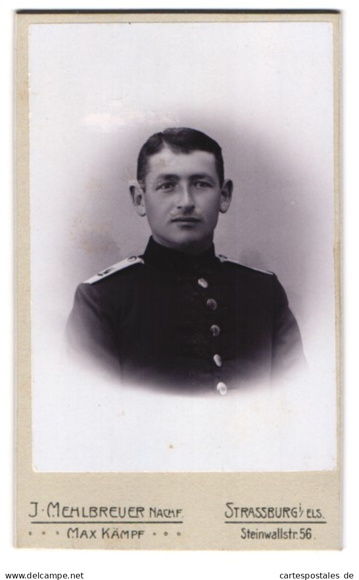 Photo J. Mehlbreuer, Strassburg I.E., Steinwallstrasse 56, Segelohriger Soldat Des Inf. Rgt. 14 En Uniforme  - Anonyme Personen