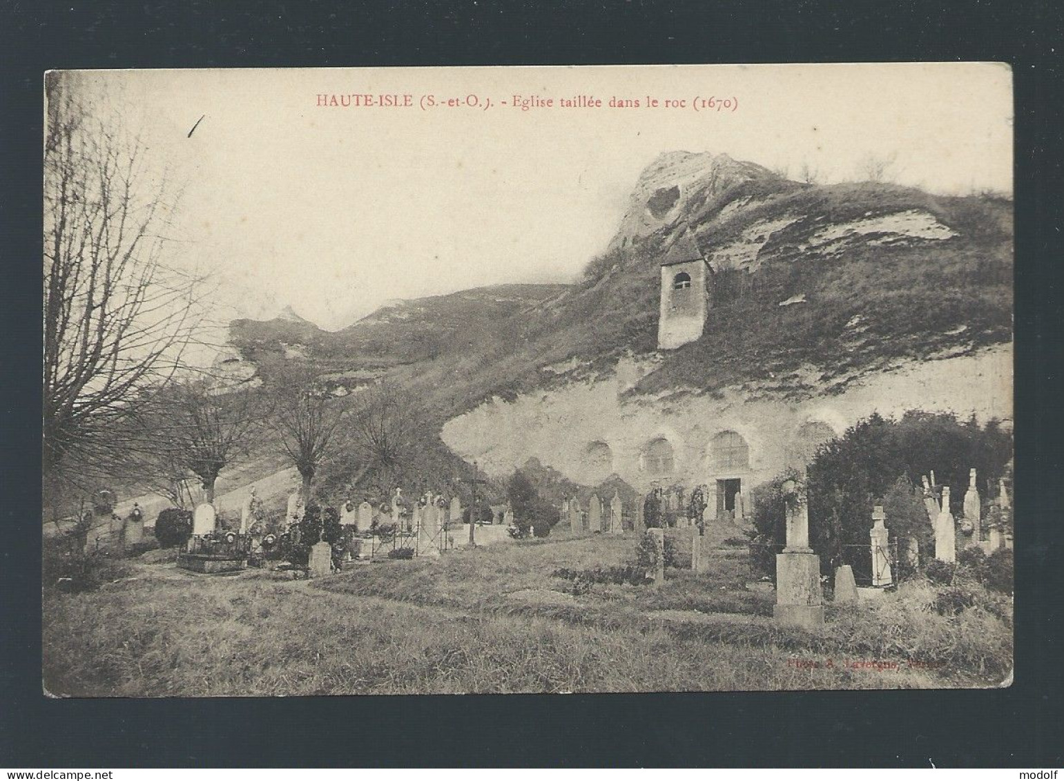 CPA - 95 - Haute-Isle - Eglise Taillée Dans Le Roc (1670) - (cimetière) - Non Circulée - Haute-Isle