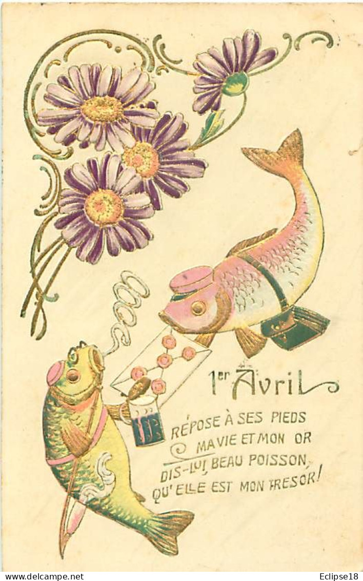 Carte Gaufrée - 1er Avril - Poisson     Q 2566 - 1 April (aprilvis)