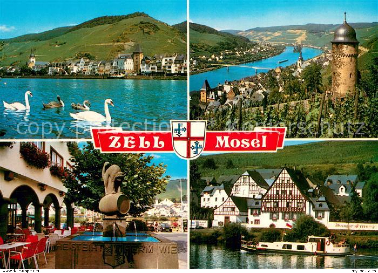 73781308 Zell Mosel Panorama Brunnen Turm Moselpartien Zell Mosel - Andere & Zonder Classificatie