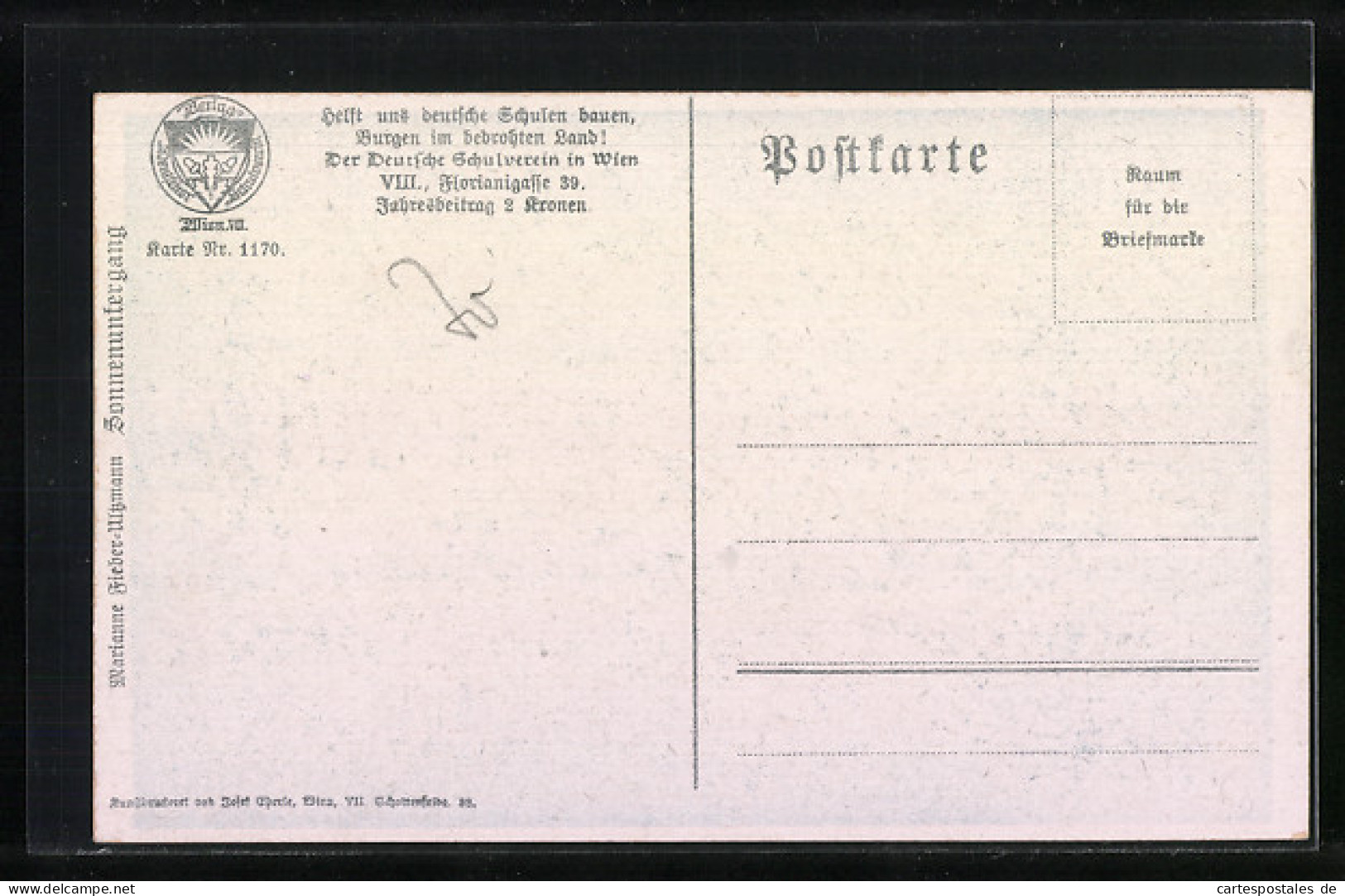 AK Deutscher Schulverein Nr.1170: Abendstimmung Am See  - Weltkrieg 1914-18