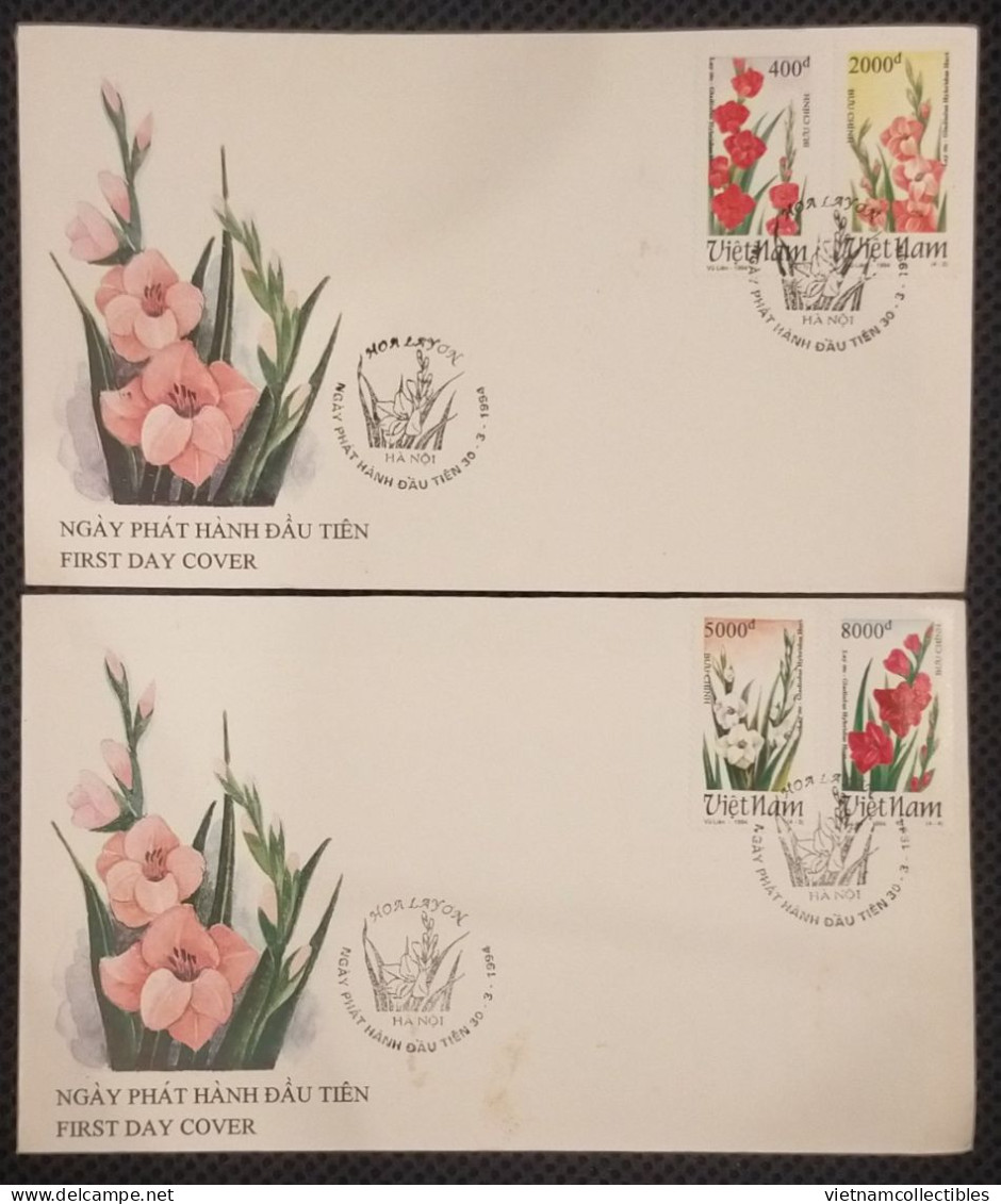 FDC Vietnam Viet Nam Covers 1994 With Perf Stamps Of Gladioli / Flower (Ms680) - Vietnam