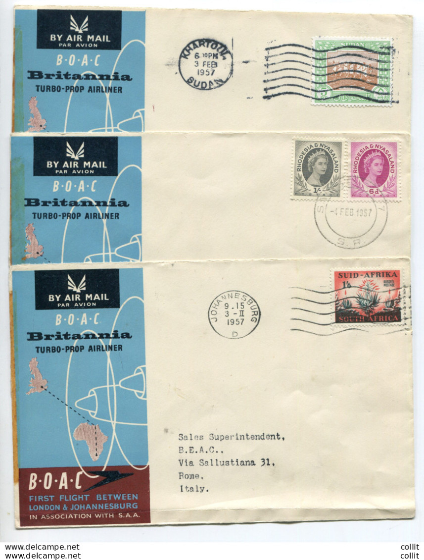 B.O.A.C. Johannesburg, Salisbury E Khartoum Del 3.2.57 - Airmail