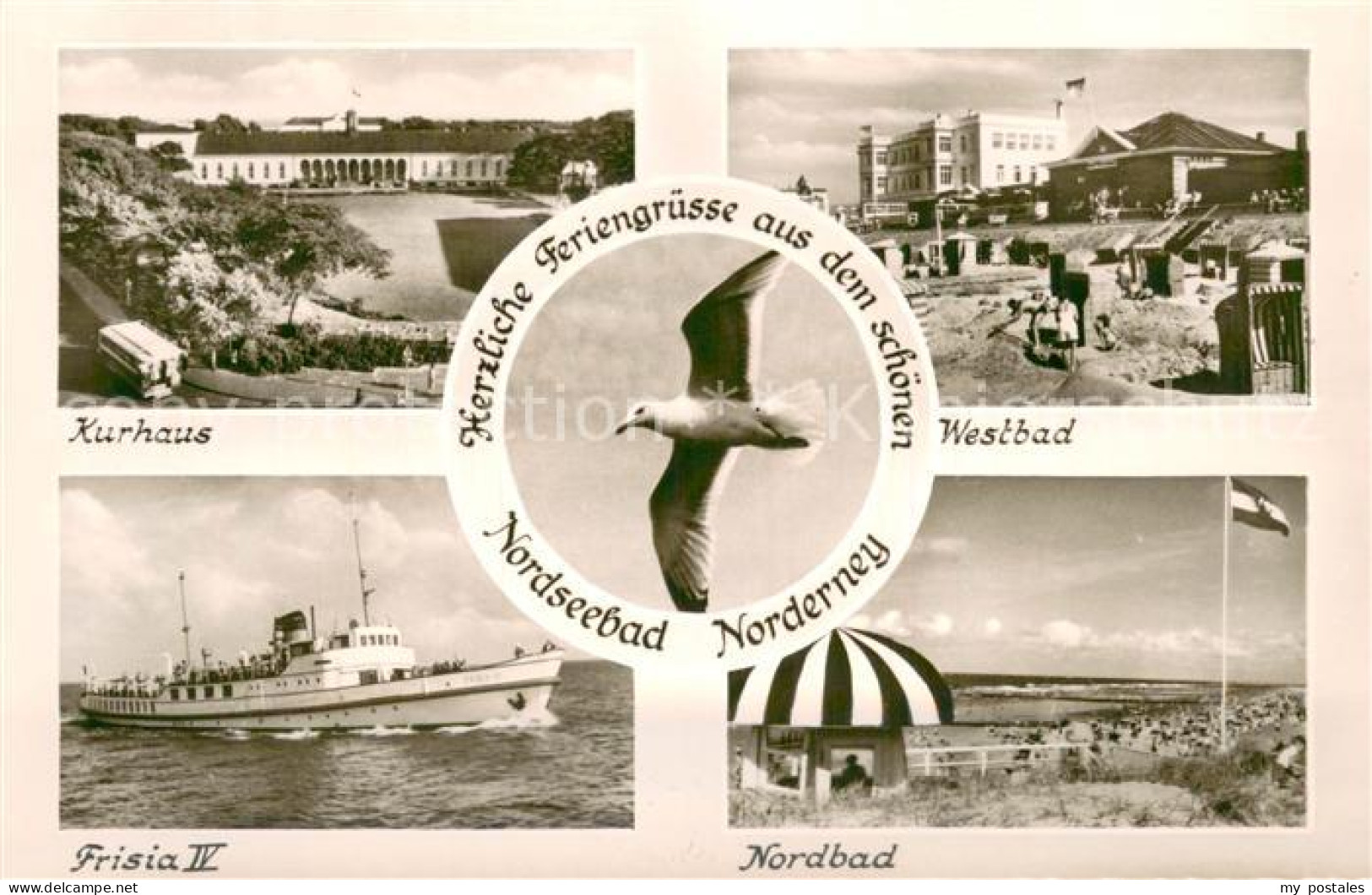 73780778 Norderney Nordseebad Kurhaus Westbad Frisia IV Faehre Nordbad Strand Mo - Norderney