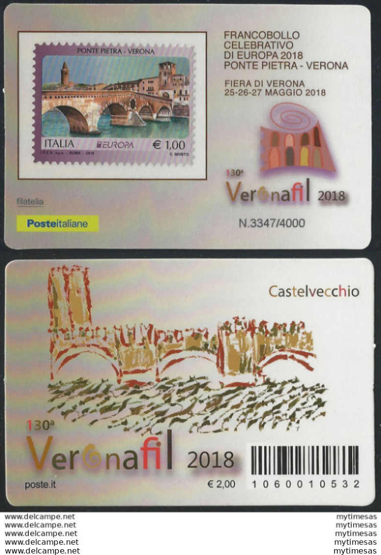 2018 Italia Tessera Filatelica Veronafil Cat. Unif N. 62 - Otros & Sin Clasificación