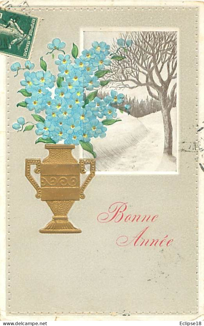 Carte Gaufrée - Bonne Année - Fleurs Vase     Q 2567 - Nieuwjaar