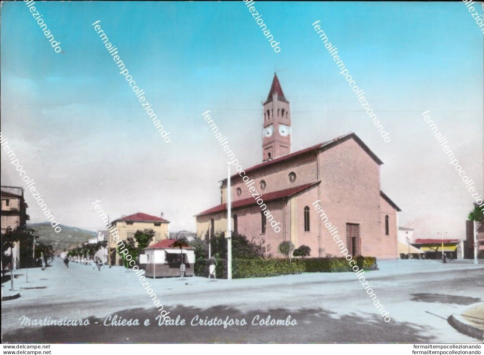 Cd598 Cartolina Martinsicuro Chiesa E Viale Cristoforo Colombo Teramo - Teramo