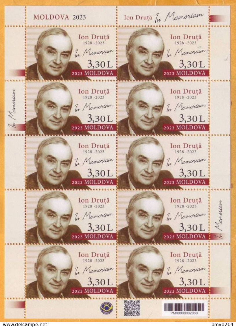 2023 Moldova Personalities In Memory, Ion Druță (1928-2023), Writer,  Sheet Mint - Moldavië