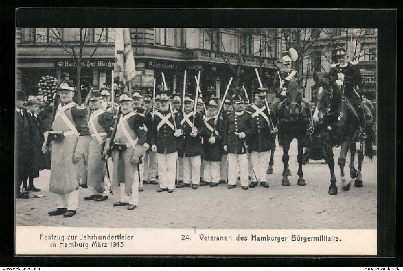 AK Hamburg, Veteranen Des Bürgermilitairs, Festzug Zur Jahrhundertfeier Im März 1913  - Andere & Zonder Classificatie