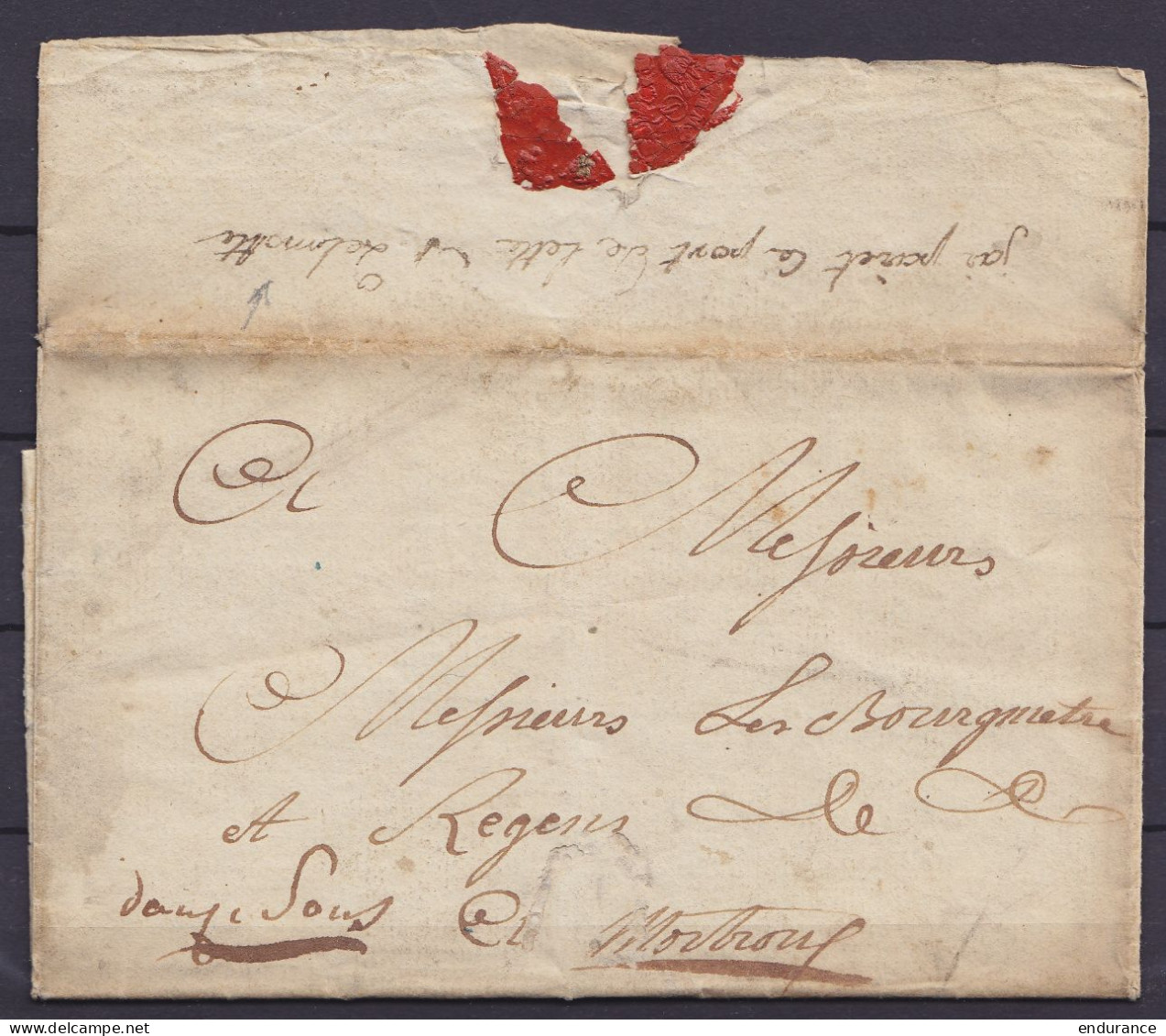 L. Datée 5 Décembre 1792 De AIX (en Provence) Pour MORTROUX Man. "douze Sous" - Au Dos "jai Paiet Ce Port De Lettre… Del - 1790-1794 (Französische Revolution)