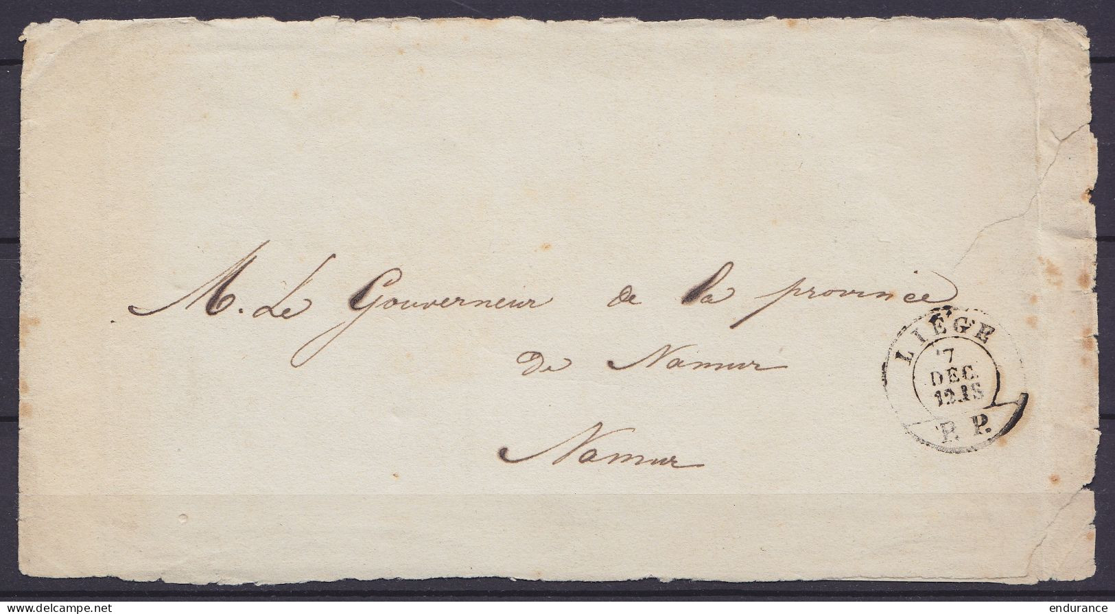 Bande Càd "LIEGE /7 DEC/ P.P." (port Payé Pour Imprimés) Pour NAMUR (au Dos: Càd Arrivée NAMUR /7 DEC 1859) RR ! - 1858-1862 Medaillen (9/12)